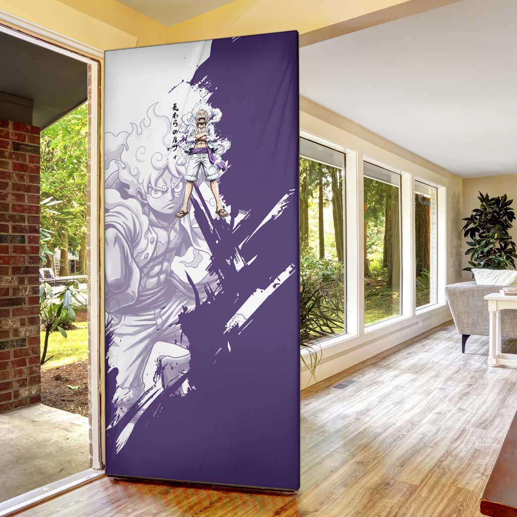 Luffy Gear 5 Anime Door Cover One Piece Ink Splash Graphic