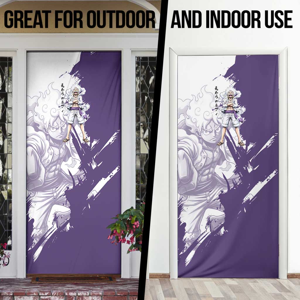 Luffy Gear 5 Anime Door Cover One Piece Ink Splash Graphic