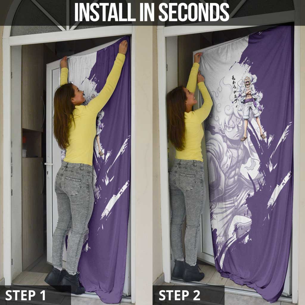 Luffy Gear 5 Anime Door Cover One Piece Ink Splash Graphic