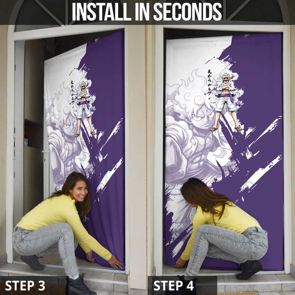 Luffy Gear 5 Anime Door Cover One Piece Ink Splash Graphic
