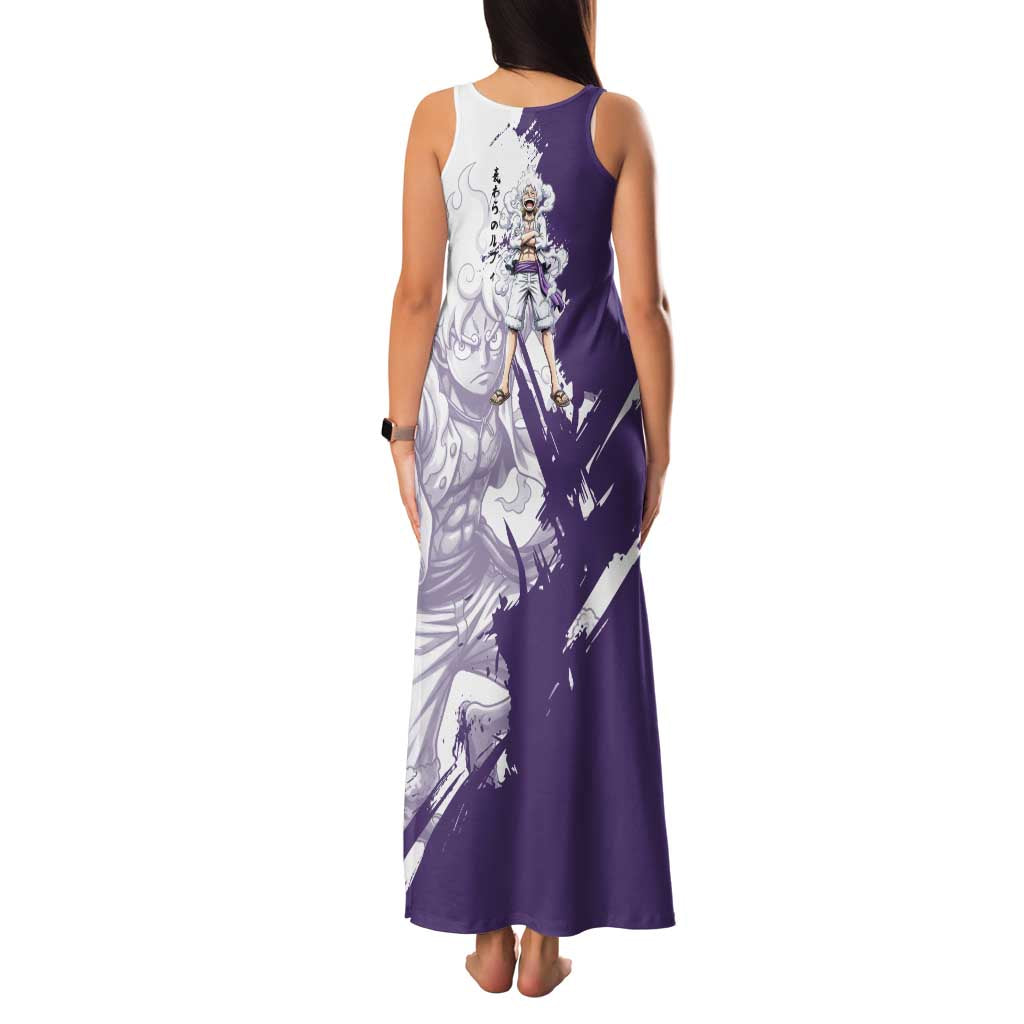 Luffy Gear 5 Anime Family Matching Tank Maxi Dress and Hawaiian Shirt One Piece Ink Splash Graphic