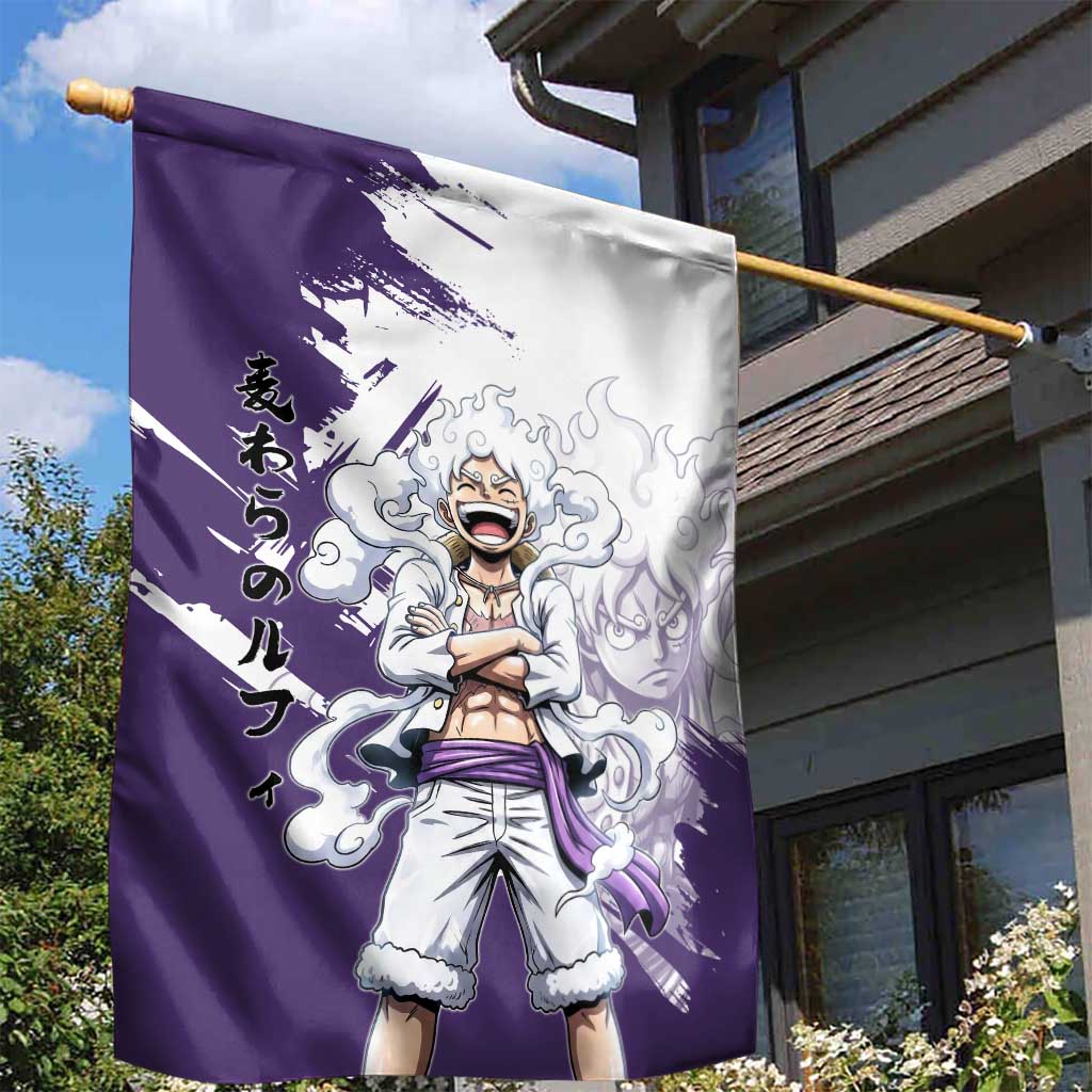 Luffy Gear 5 Anime Garden Flag One Piece Ink Splash Graphic