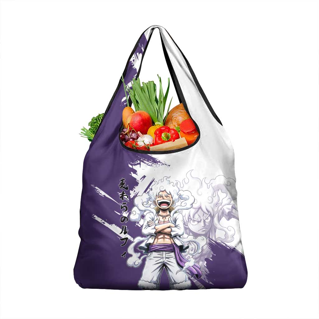 Luffy Gear 5 Anime Grocery Bag One Piece Ink Splash Graphic