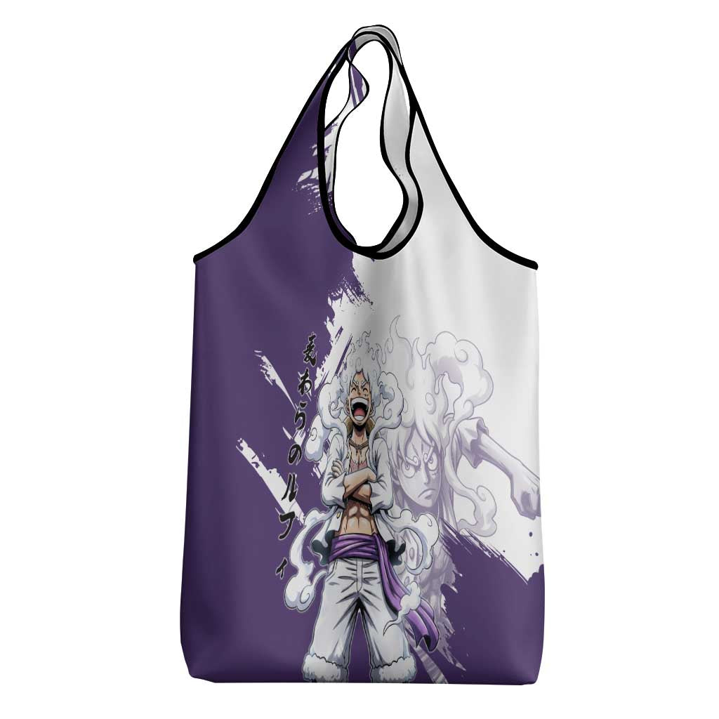 Luffy Gear 5 Anime Grocery Bag One Piece Ink Splash Graphic