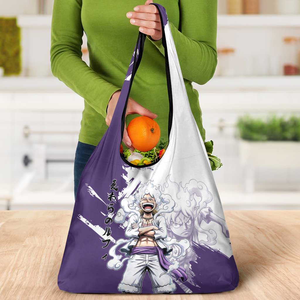 Luffy Gear 5 Anime Grocery Bag One Piece Ink Splash Graphic