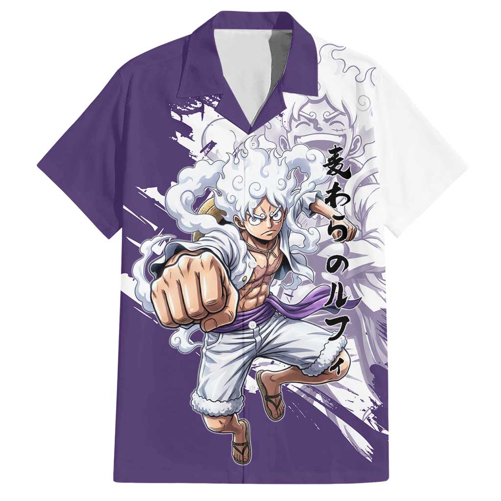 Luffy Gear 5 Anime Hawaiian Shirt One Piece Ink Splash Graphic