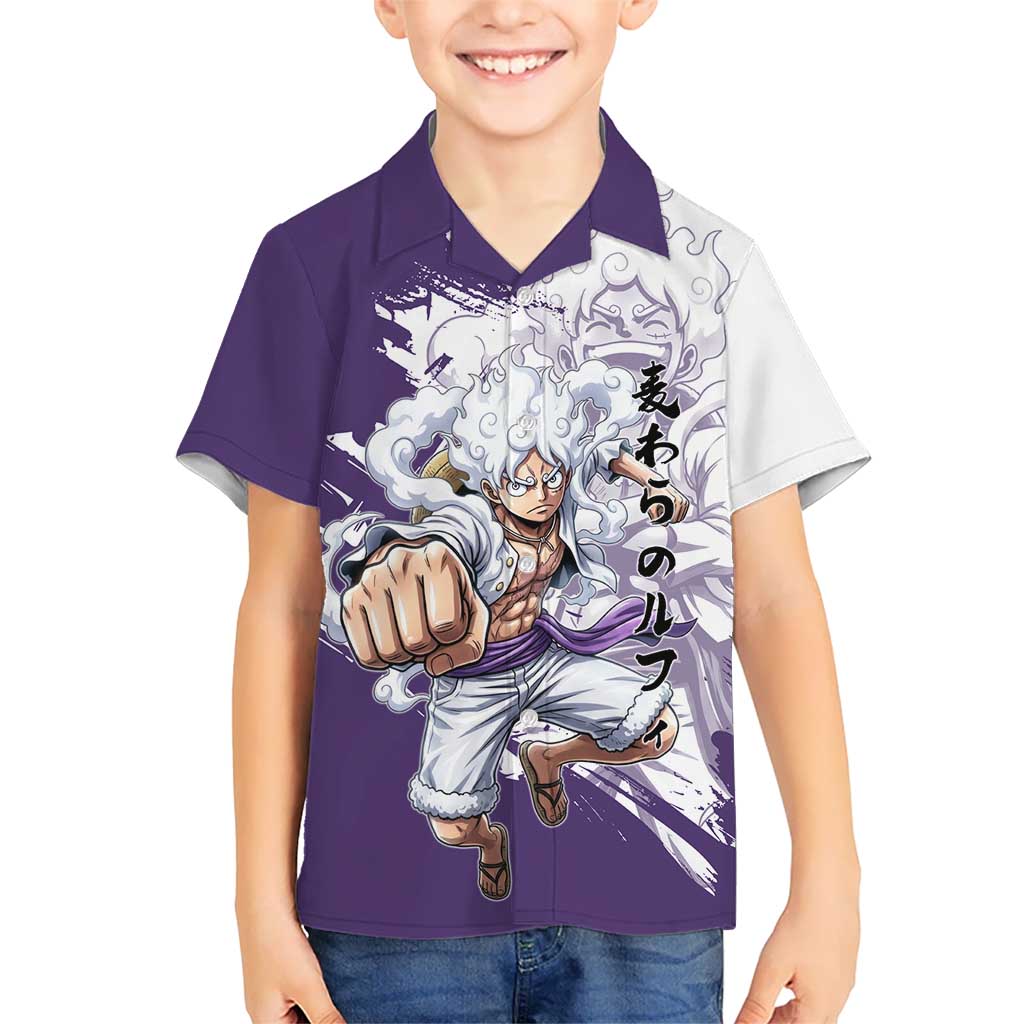 Luffy Gear 5 Anime Hawaiian Shirt One Piece Ink Splash Graphic