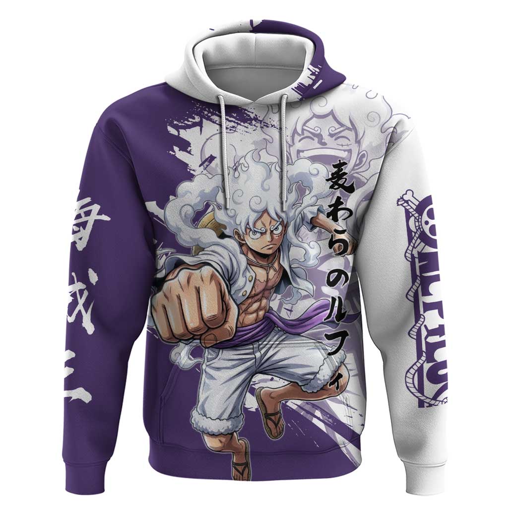 Luffy Gear 5 Anime Hoodie One Piece Ink Splash Graphic