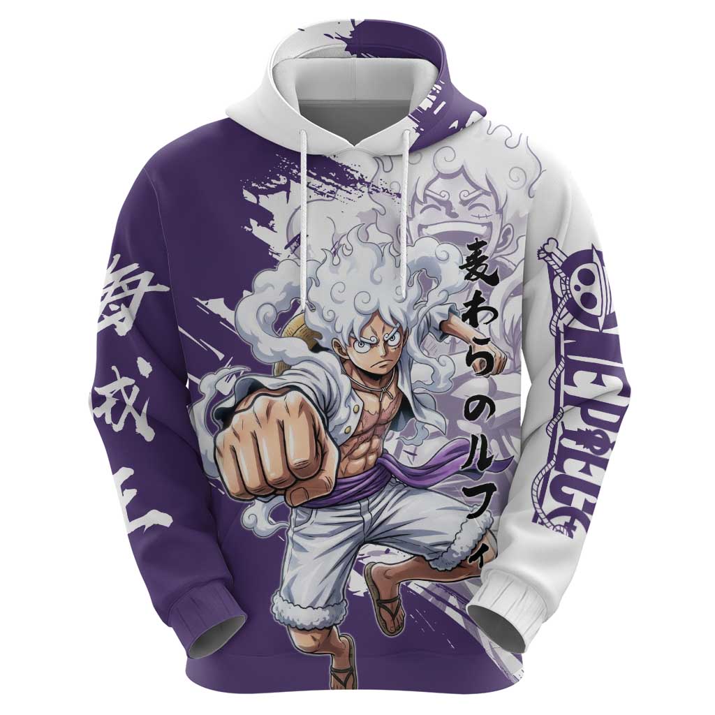 Luffy Gear 5 Anime Hoodie One Piece Ink Splash Graphic