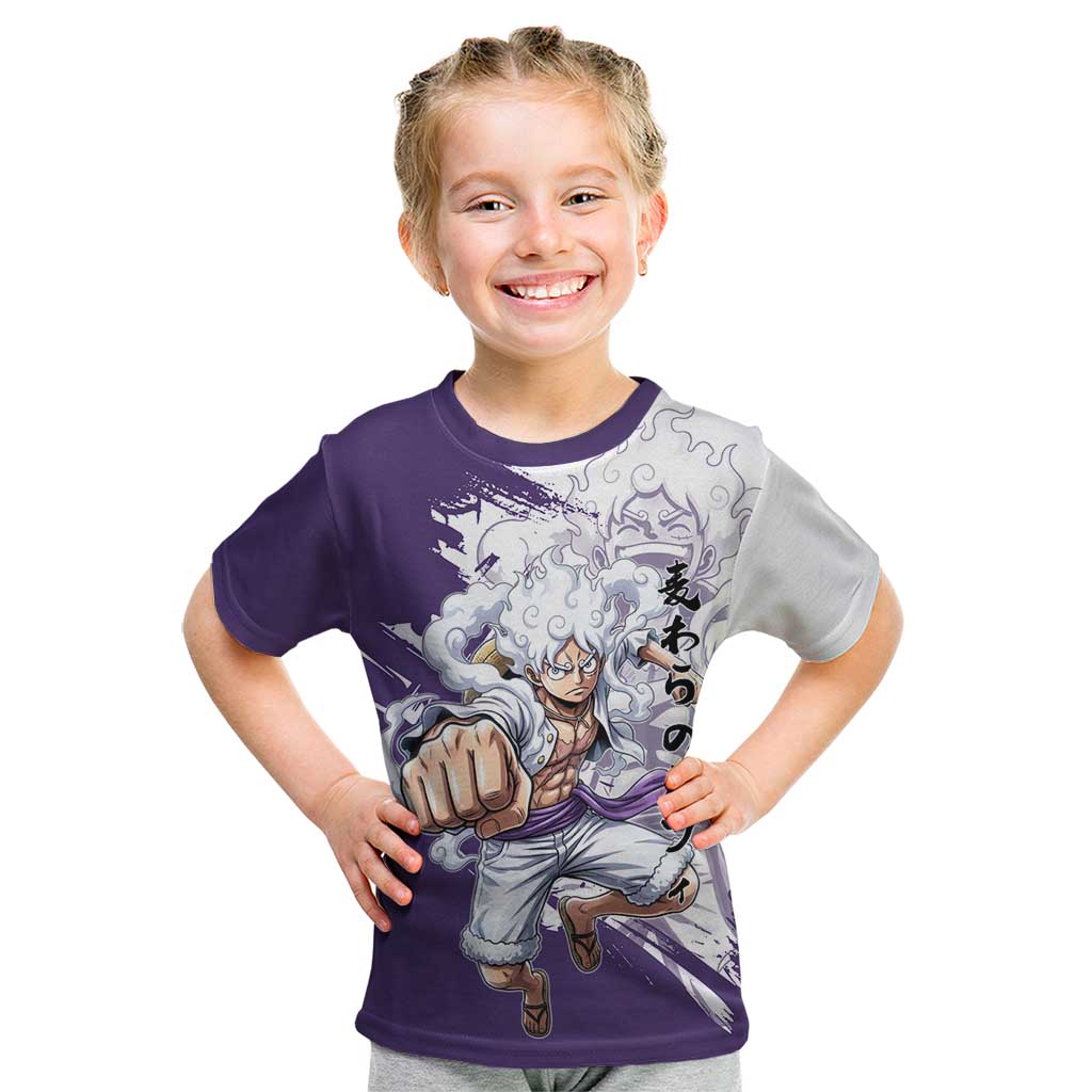 Luffy Gear 5 Anime Kid T Shirt One Piece Ink Splash Graphic