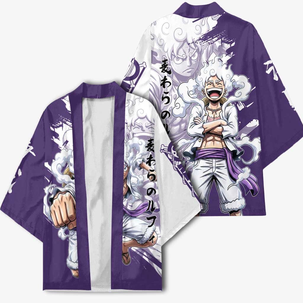 Luffy Gear 5 Anime Kimono One Piece Ink Splash Graphic