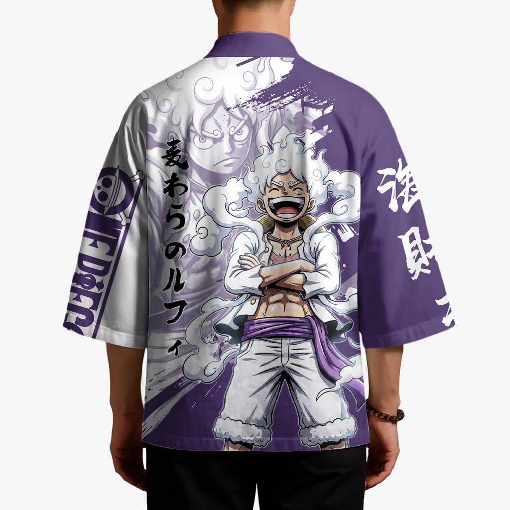 Luffy Gear 5 Anime Kimono One Piece Ink Splash Graphic
