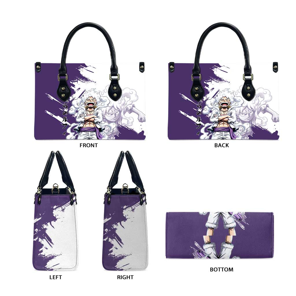 Luffy Gear 5 Anime Leather Bag One Piece Ink Splash Graphic