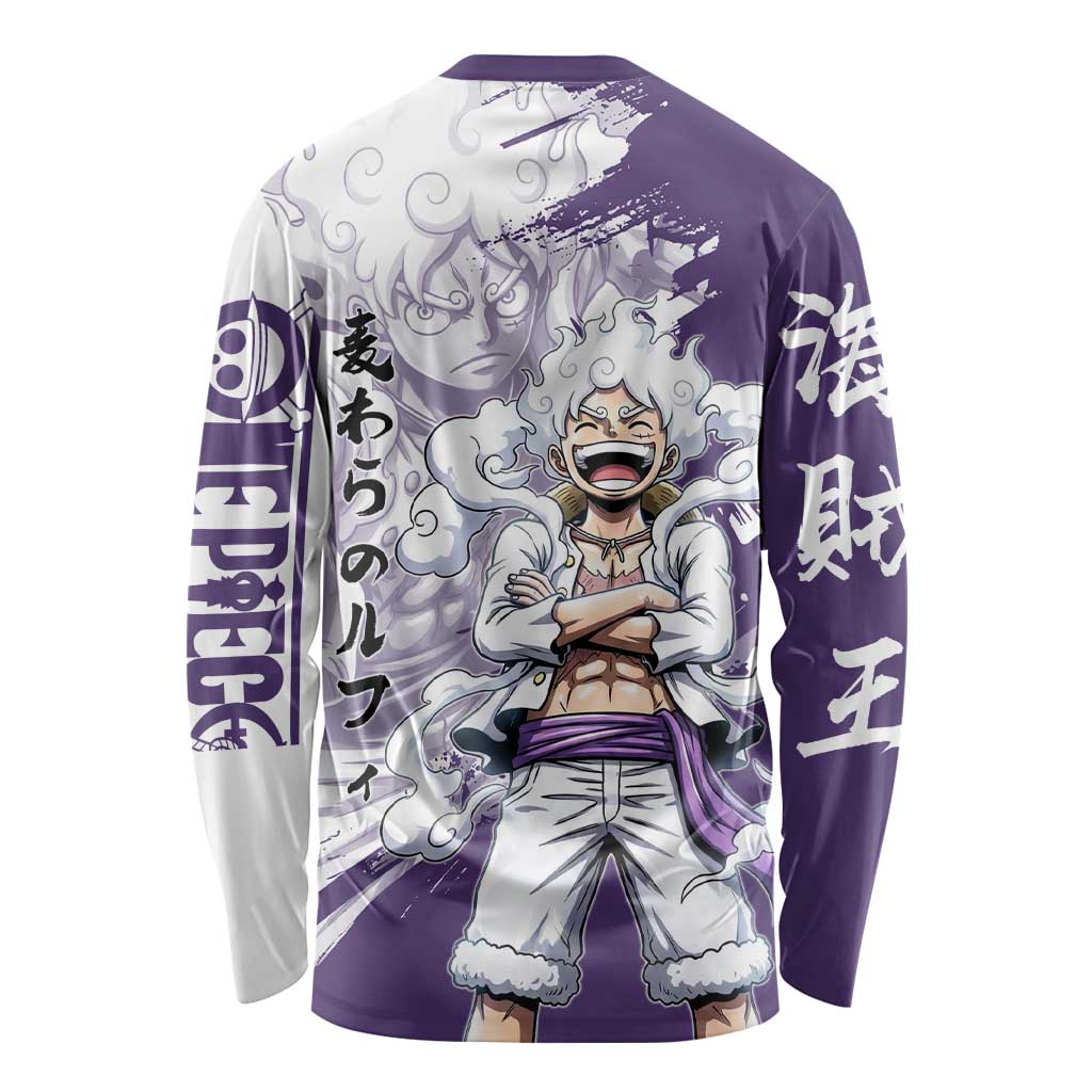 Luffy Gear 5 Anime Long Sleeve Shirt One Piece Ink Splash Graphic