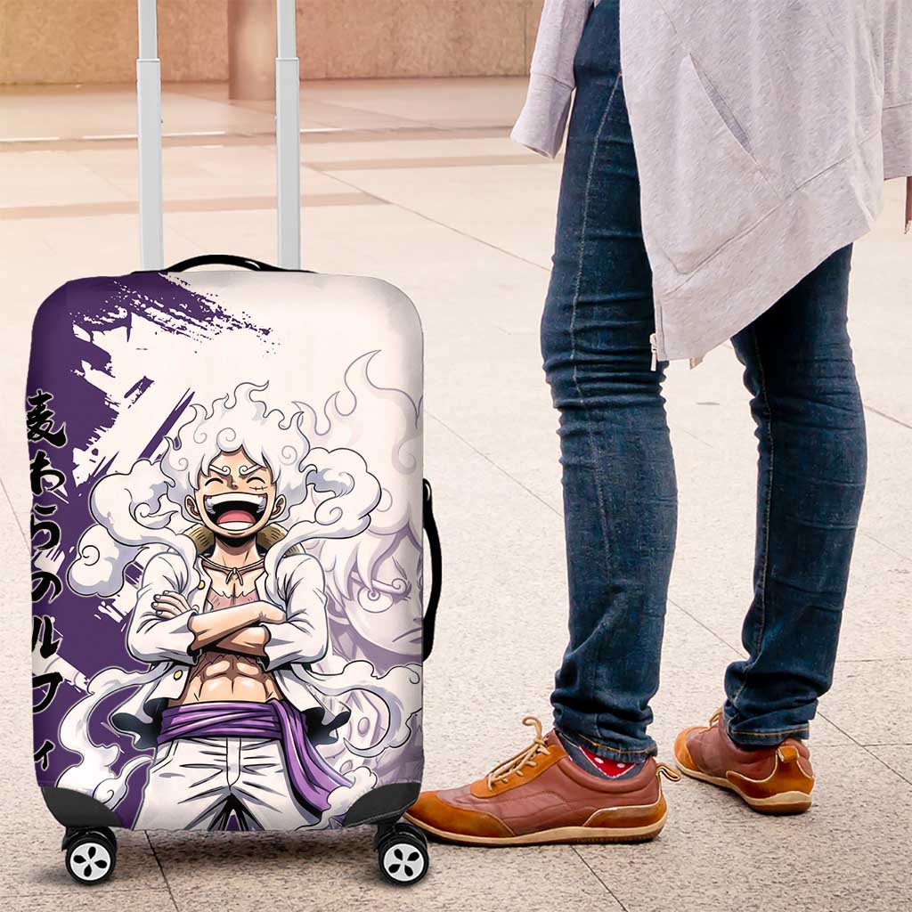 Luffy Gear 5 Anime Luggage Cover One Piece Ink Splash Graphic