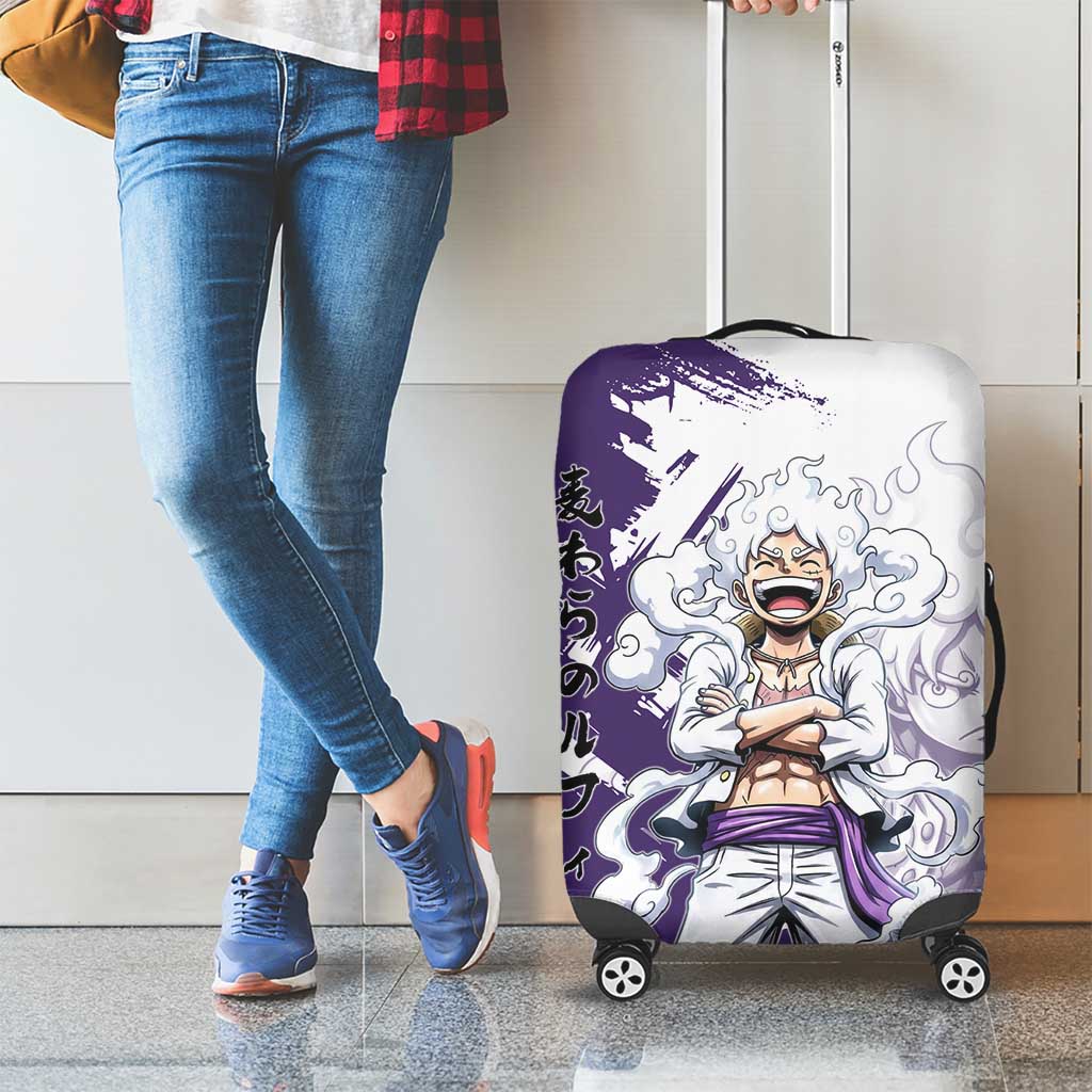 Luffy Gear 5 Anime Luggage Cover One Piece Ink Splash Graphic