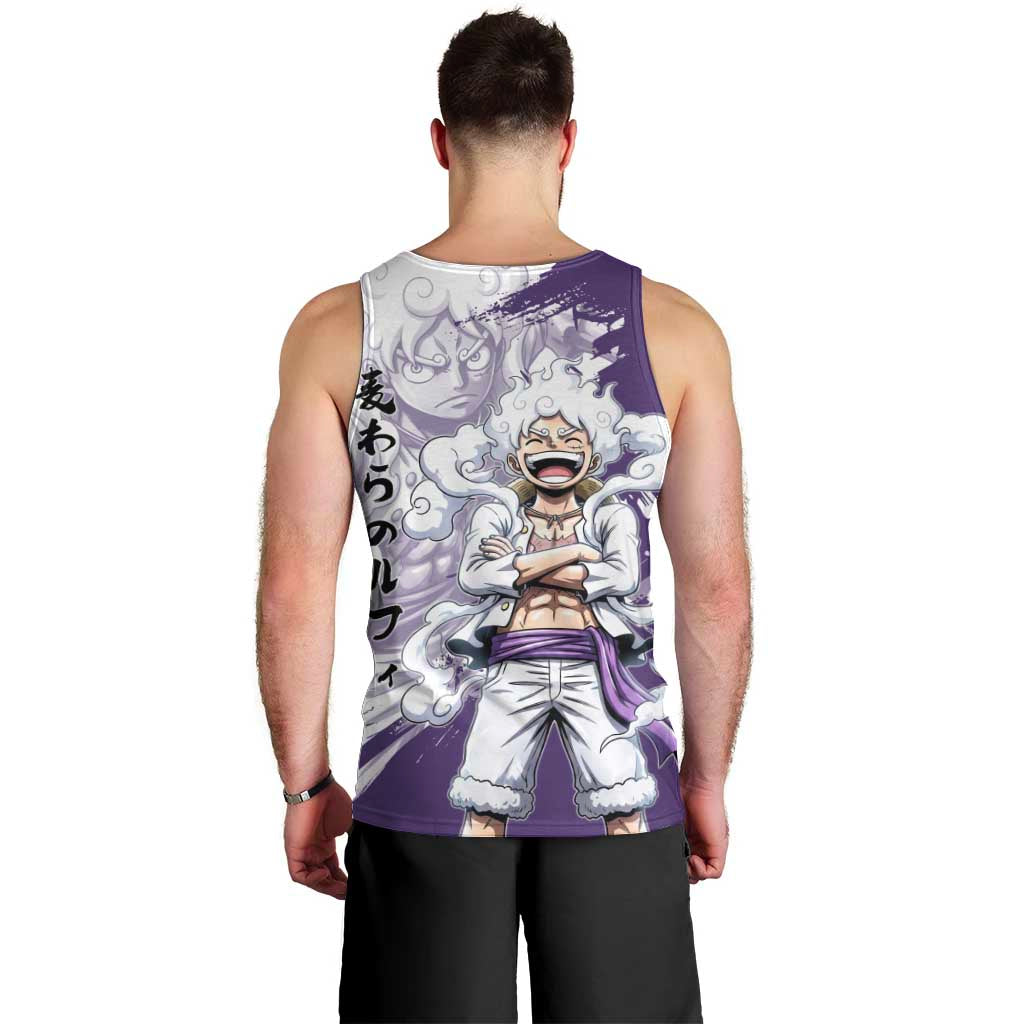 Luffy Gear 5 Anime Men Tank Top One Piece Ink Splash Graphic