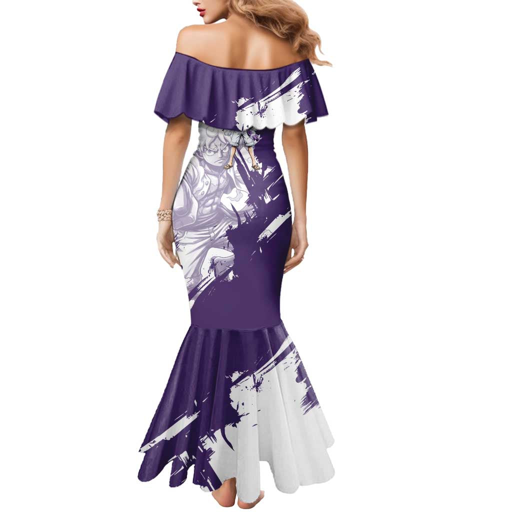 Luffy Gear 5 Anime Mermaid Dress One Piece Ink Splash Graphic