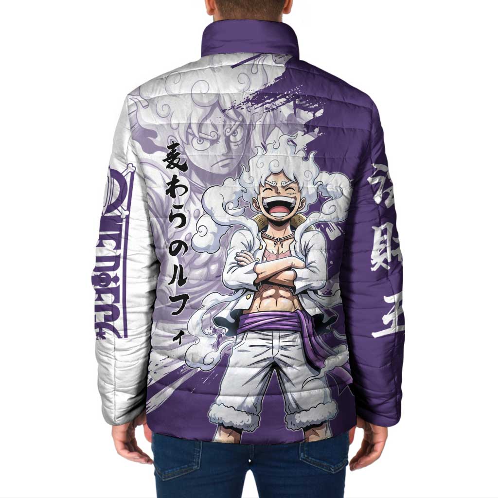 Luffy Gear 5 Anime Padded Jacket One Piece Ink Splash Graphic