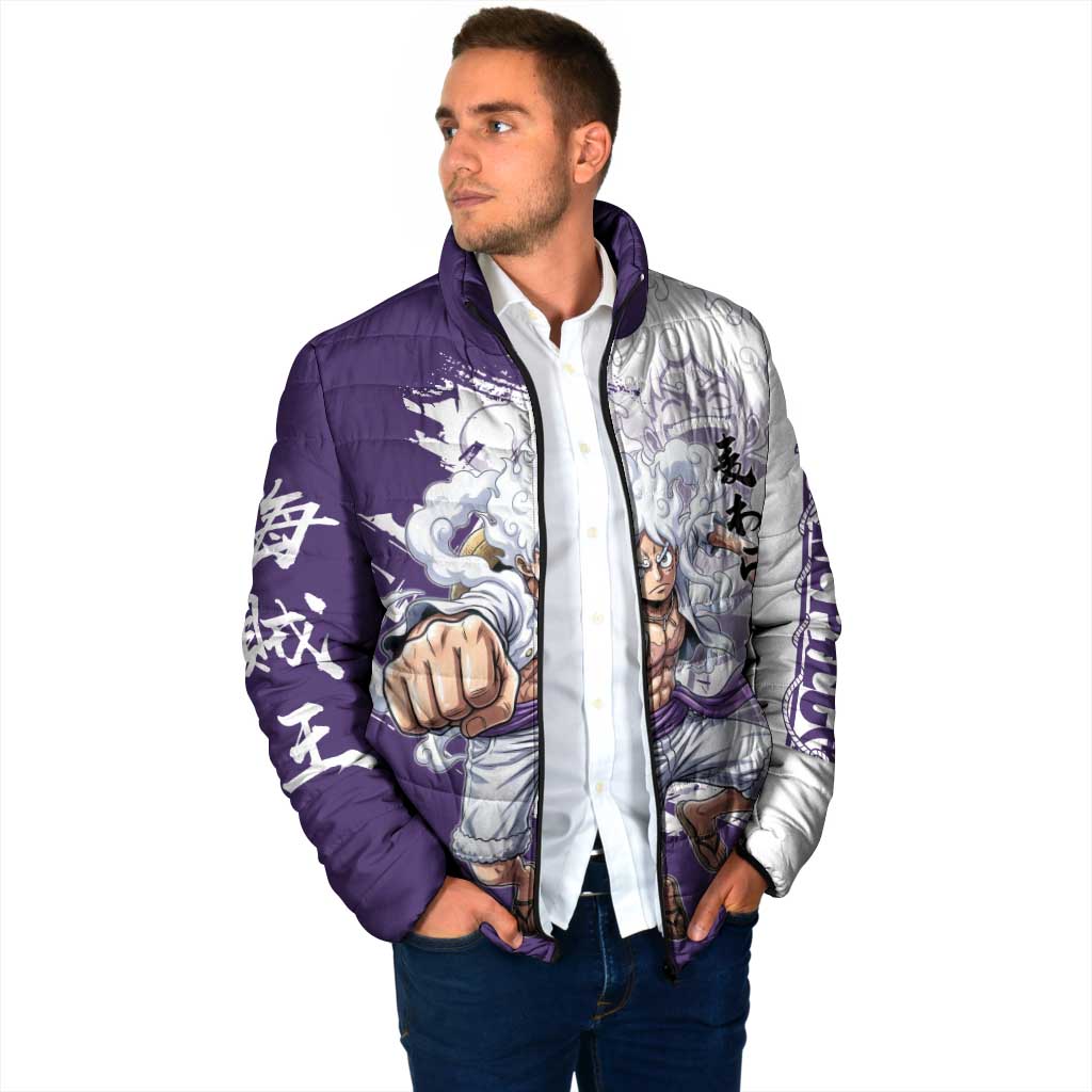 Luffy Gear 5 Anime Padded Jacket One Piece Ink Splash Graphic