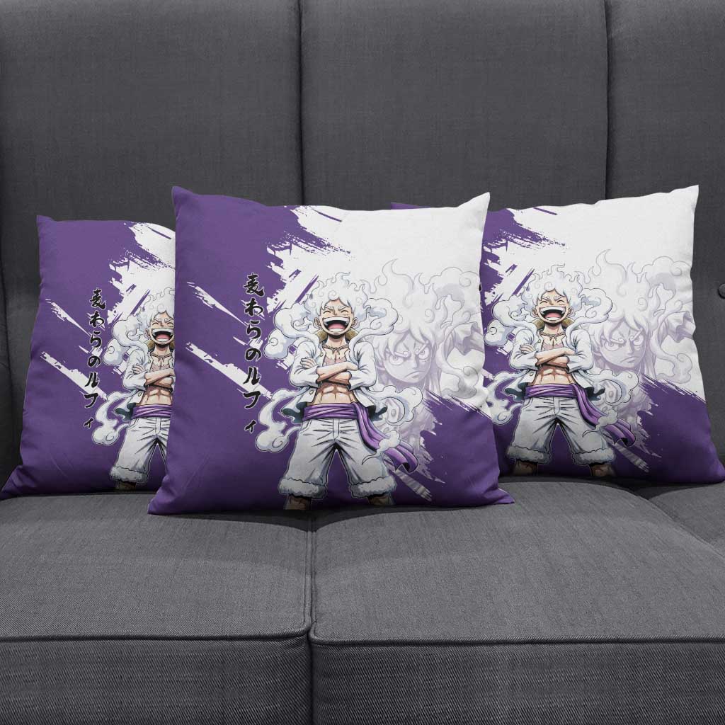 Luffy Gear 5 Anime Pillow Cover One Piece Ink Splash Graphic