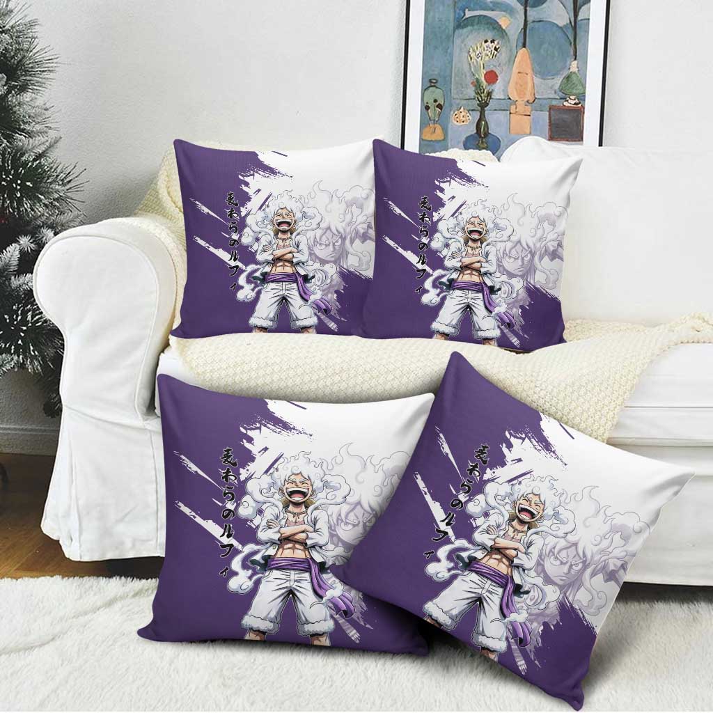 Luffy Gear 5 Anime Pillow Cover One Piece Ink Splash Graphic