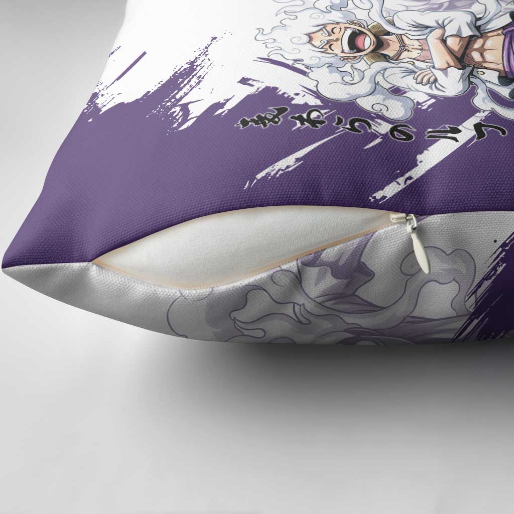 Luffy Gear 5 Anime Pillow Cover One Piece Ink Splash Graphic