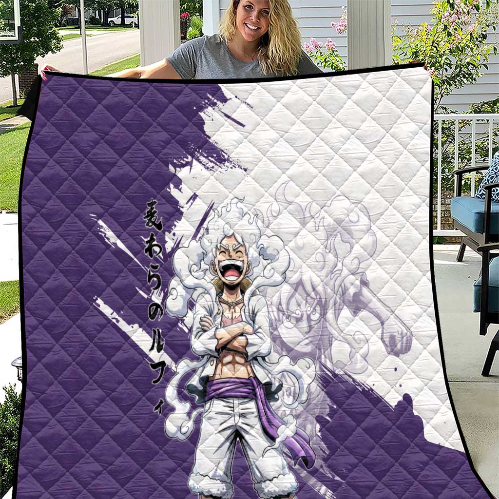 Luffy Gear 5 Anime Quilt One Piece Ink Splash Graphic