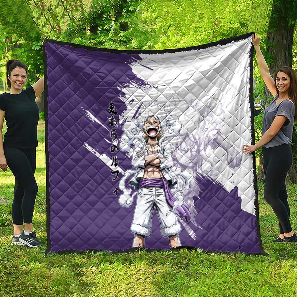 Luffy Gear 5 Anime Quilt One Piece Ink Splash Graphic
