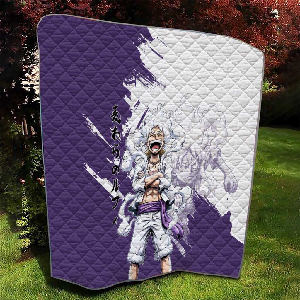 Luffy Gear 5 Anime Quilt One Piece Ink Splash Graphic