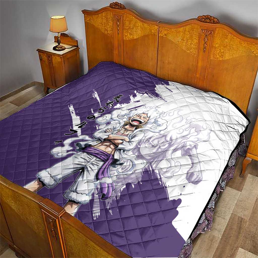 Luffy Gear 5 Anime Quilt One Piece Ink Splash Graphic