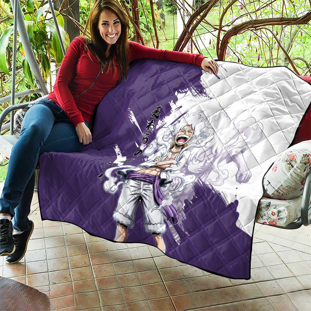 Luffy Gear 5 Anime Quilt One Piece Ink Splash Graphic