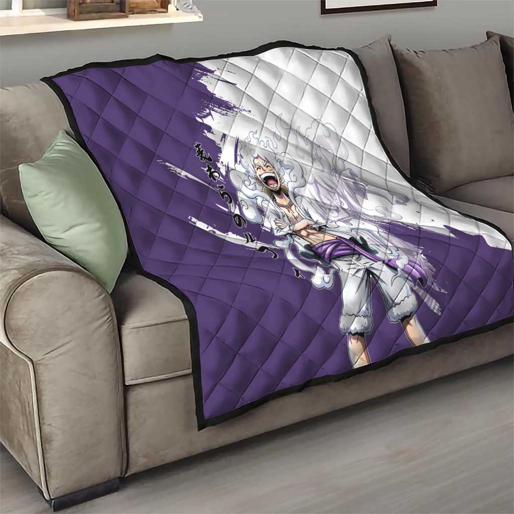 Luffy Gear 5 Anime Quilt One Piece Ink Splash Graphic