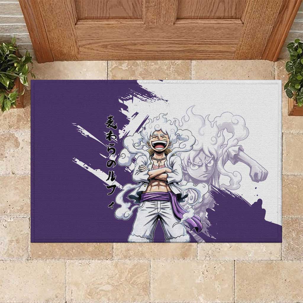 Luffy Gear 5 Anime Rubber Doormat One Piece Ink Splash Graphic