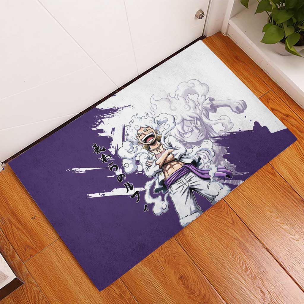 Luffy Gear 5 Anime Rubber Doormat One Piece Ink Splash Graphic
