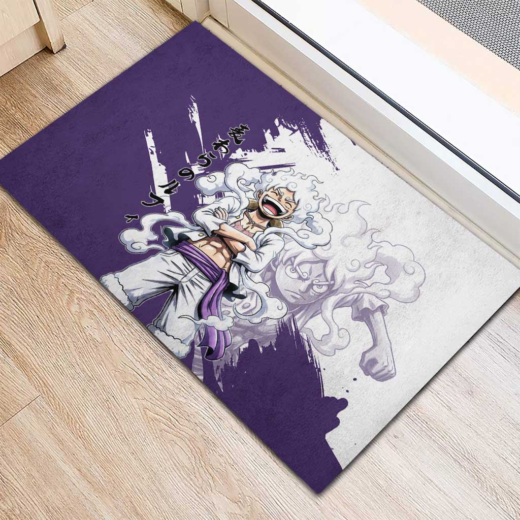 Luffy Gear 5 Anime Rubber Doormat One Piece Ink Splash Graphic