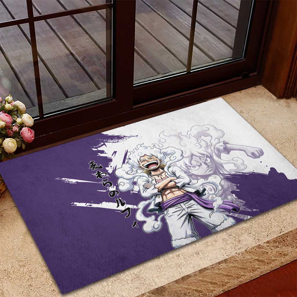 Luffy Gear 5 Anime Rubber Doormat One Piece Ink Splash Graphic