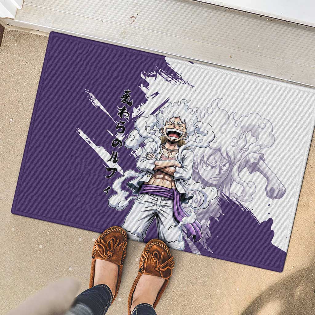Luffy Gear 5 Anime Rubber Doormat One Piece Ink Splash Graphic