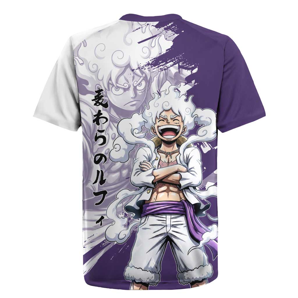 Luffy Gear 5 Anime Rugby Jersey One Piece Ink Splash Graphic