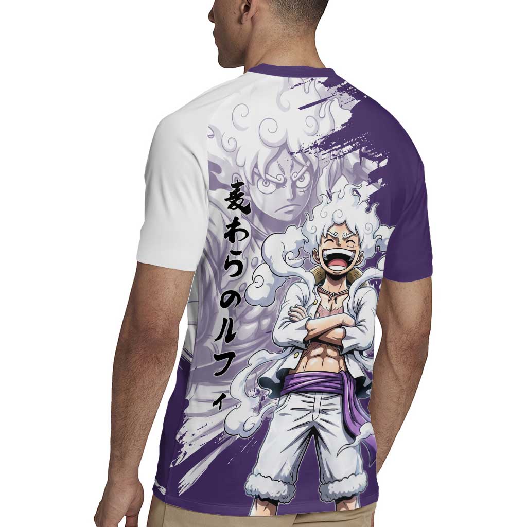 Luffy Gear 5 Anime Rugby Jersey One Piece Ink Splash Graphic