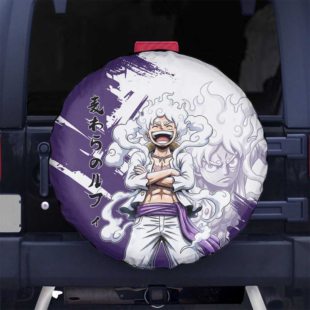 Luffy Gear 5 Anime Spare Tire Cover One Piece Ink Splash Graphic