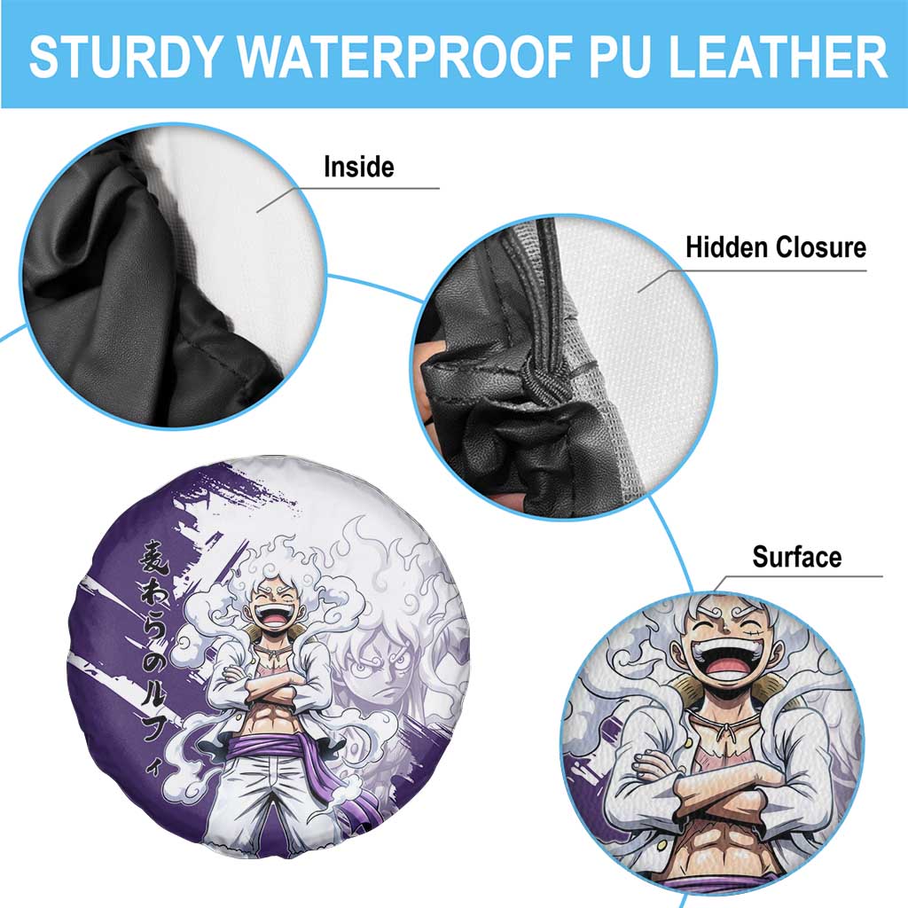 Luffy Gear 5 Anime Spare Tire Cover One Piece Ink Splash Graphic