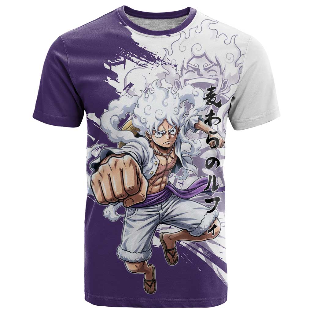 Luffy Gear 5 Anime T Shirt One Piece Ink Splash Graphic