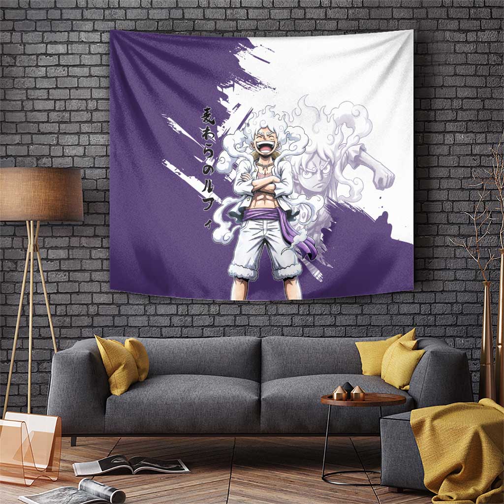 Luffy Gear 5 Anime Tapestry One Piece Ink Splash Graphic