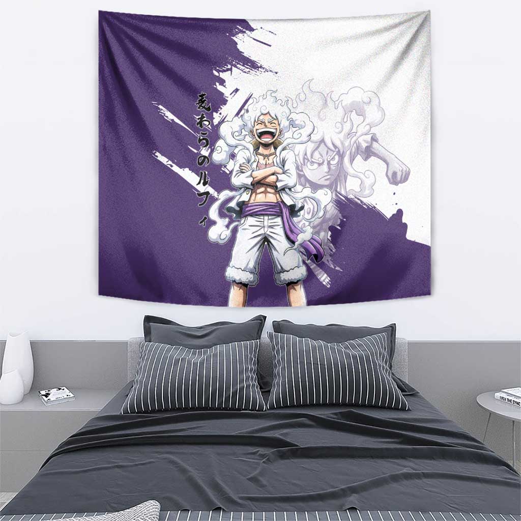 Luffy Gear 5 Anime Tapestry One Piece Ink Splash Graphic