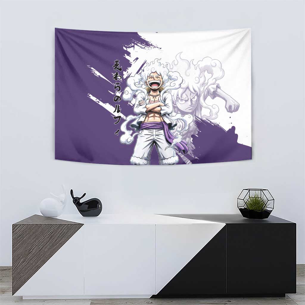 Luffy Gear 5 Anime Tapestry One Piece Ink Splash Graphic