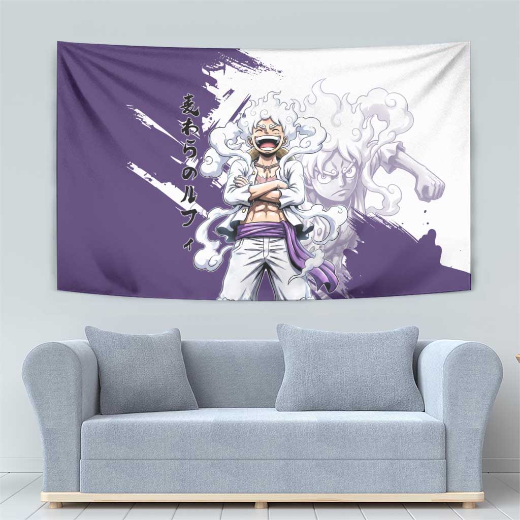 Luffy Gear 5 Anime Tapestry One Piece Ink Splash Graphic