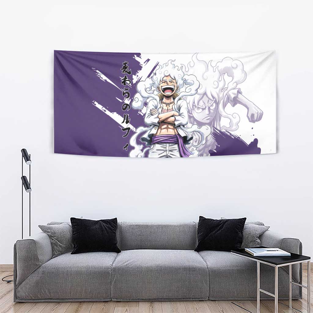 Luffy Gear 5 Anime Tapestry One Piece Ink Splash Graphic