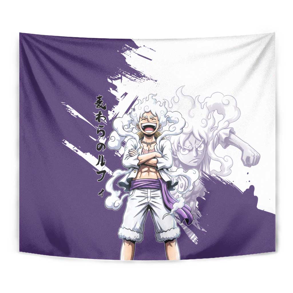 Luffy Gear 5 Anime Tapestry One Piece Ink Splash Graphic