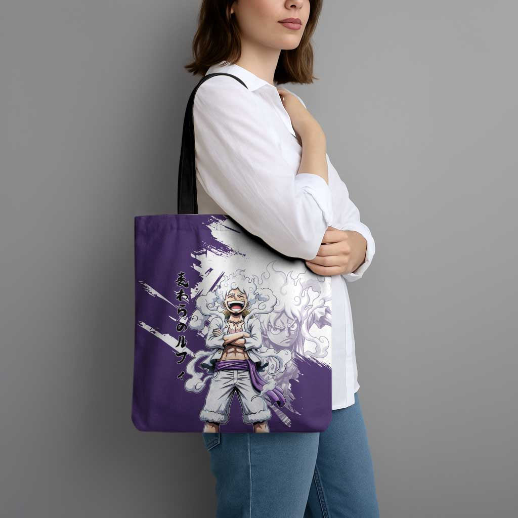 Luffy Gear 5 Anime Tote Bag One Piece Ink Splash Graphic